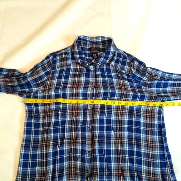 Oh Baby by Motherhood Maternity Plaid Button Down 3/4 Sleeve Shirt Size Small - Picture 8 of 12